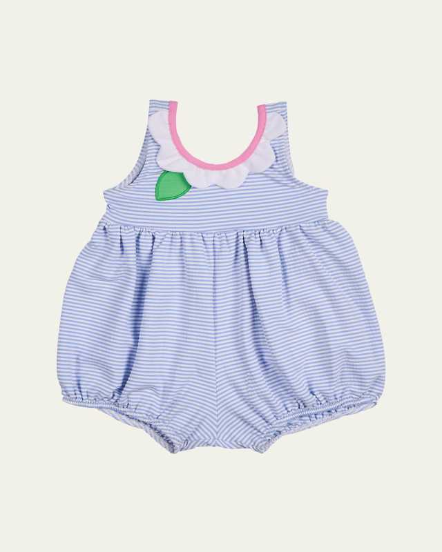 Girl's Seersucker Bubble Romper, Size 6M-24